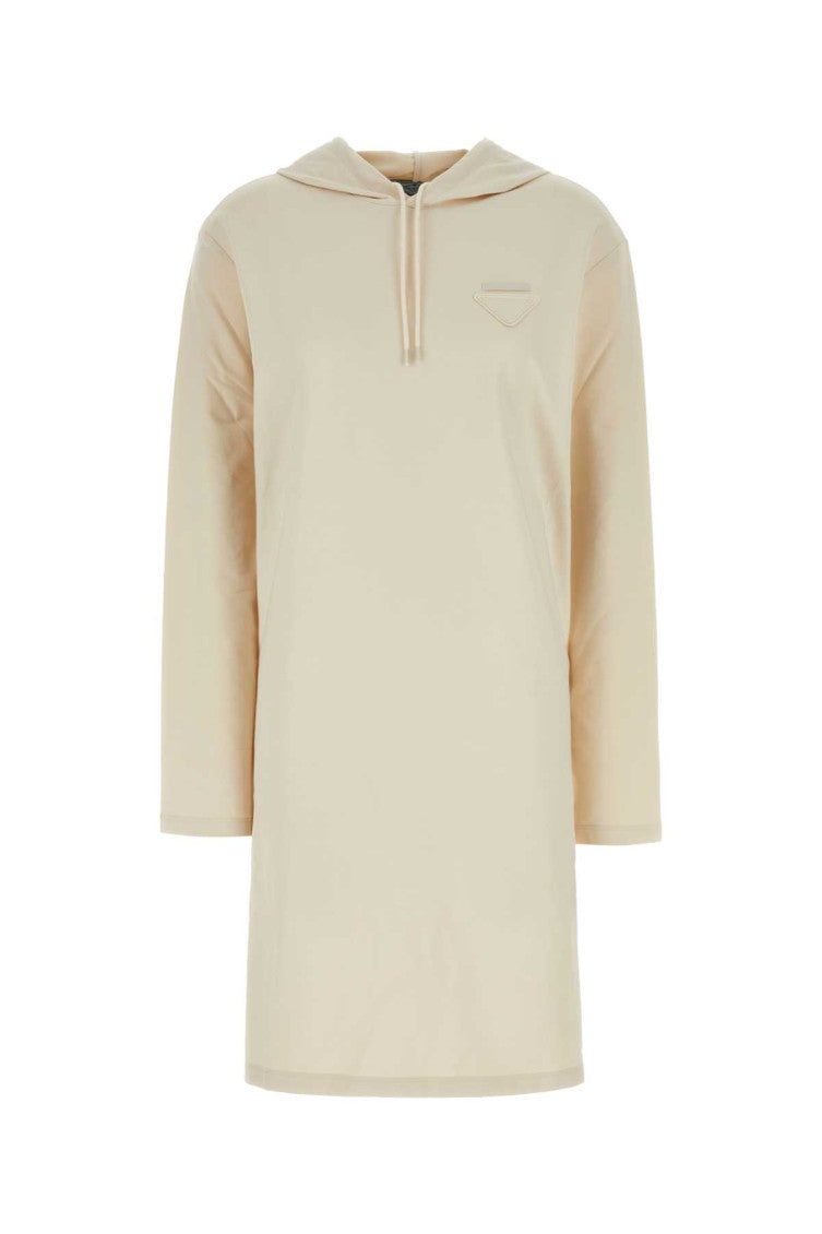 Cream stretch cotton sweatshirt dress 1
