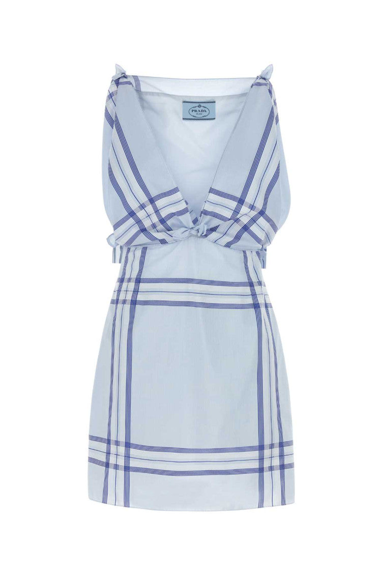 Light Blue Embroidered Cotton Mini Dres 1