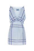 Light Blue Embroidered Cotton Mini Dres 1