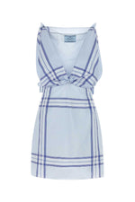 Light Blue Embroidered Cotton Mini Dres 1
