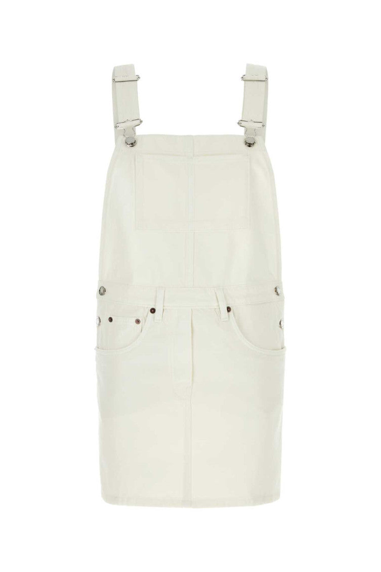 White denim dungarees dress 1