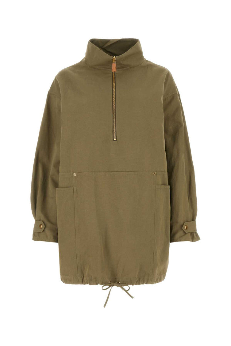 Army green cotton blend dress 1
