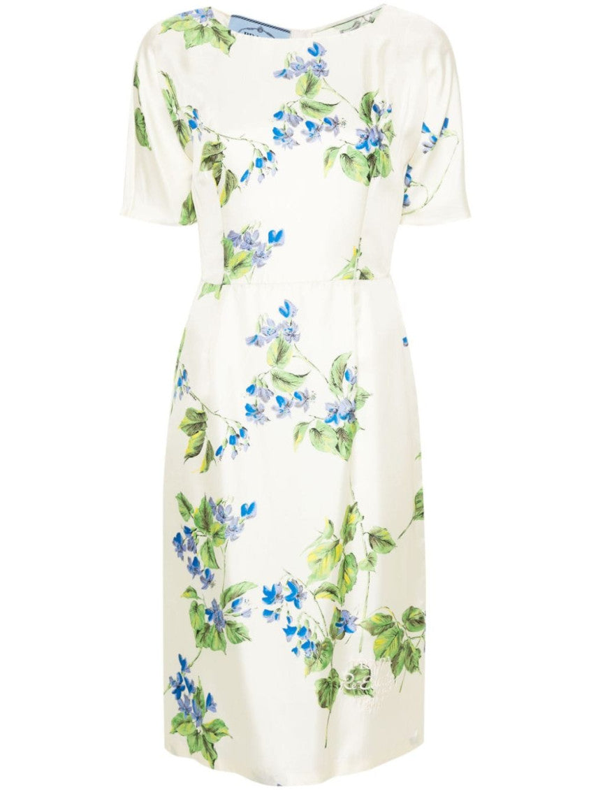 White Printed Twill Dress 1