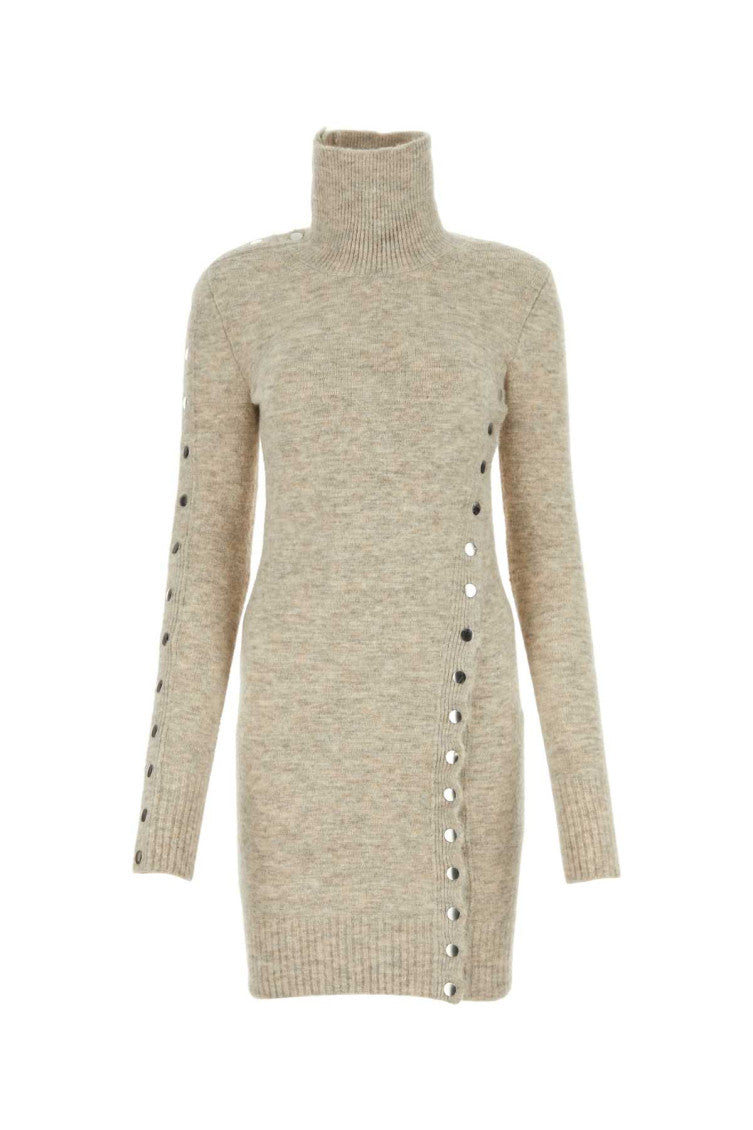 Melange sand stretch nylon blend Melissa sweater dress 1
