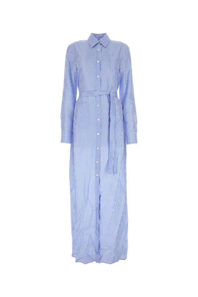 Blue Printed Silk Shirt Dress 1