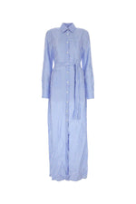 Blue Printed Silk Shirt Dress 1