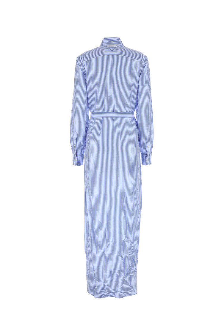 Blue Printed Silk Shirt Dress 2