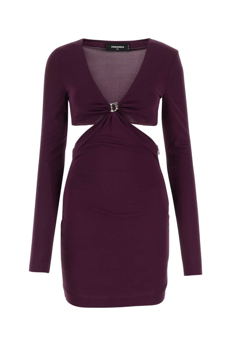 Plum viscose mini dress 1