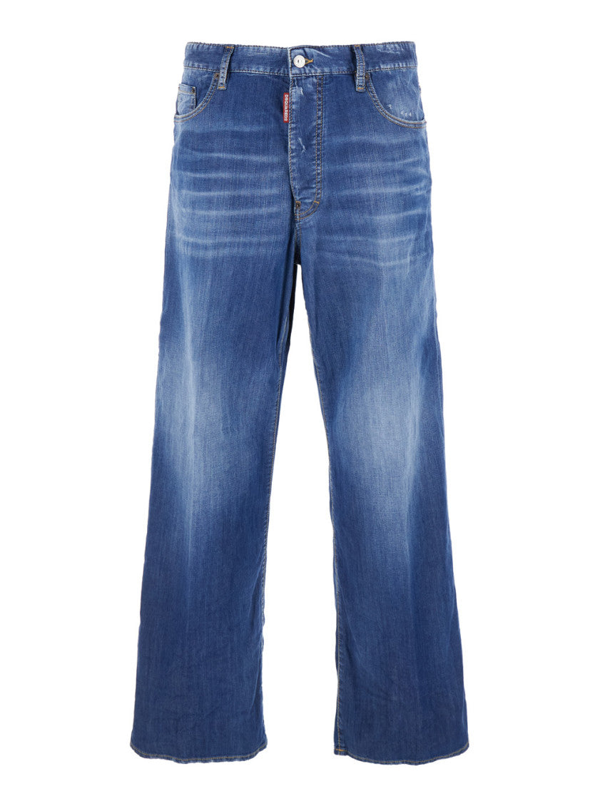 Blue Loose Distressed Jeans 1