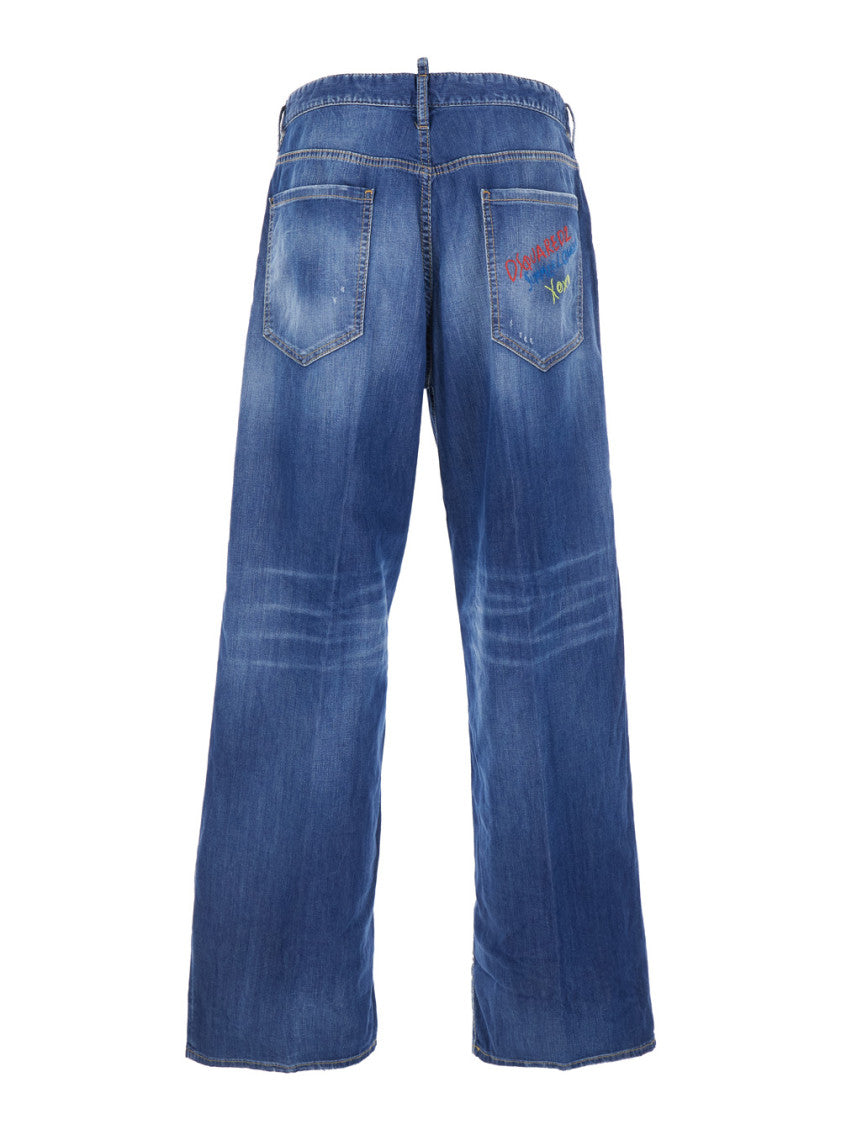 Blue Loose Distressed Jeans 2