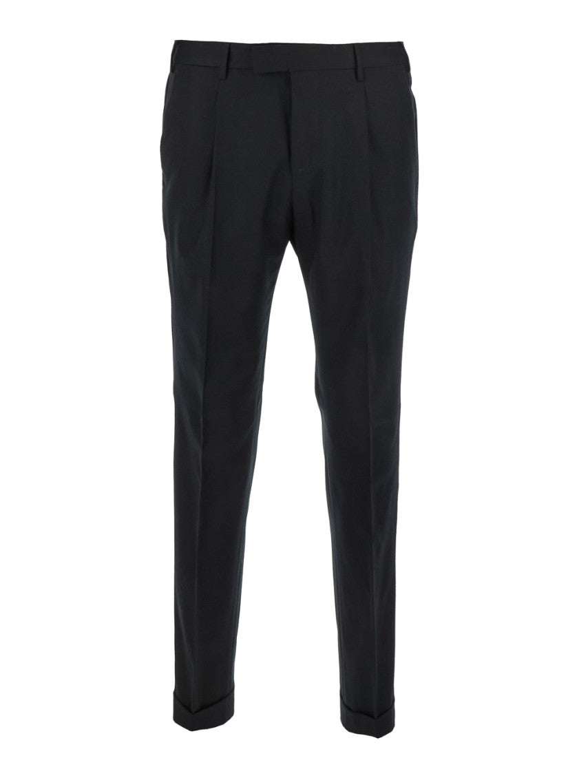 Black Slim Fit Wool Pants 1