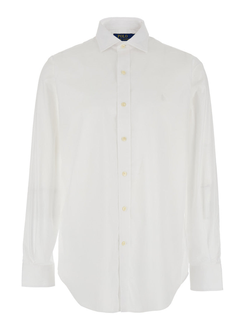 White Logo Embroidered Shirt 1