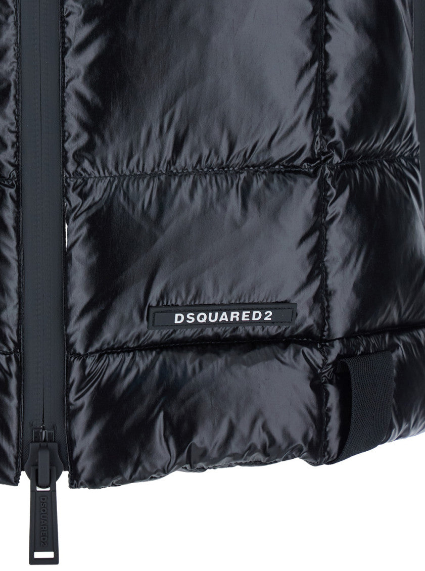 Black High Neck Logo Vest 3