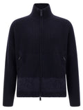 Blue Carded wool insert cardigan 1