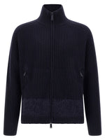 Blue Carded wool insert cardigan 1
