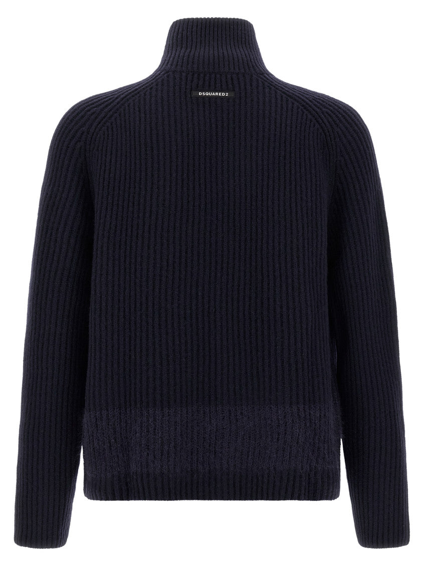 Blue Carded wool insert cardigan 2