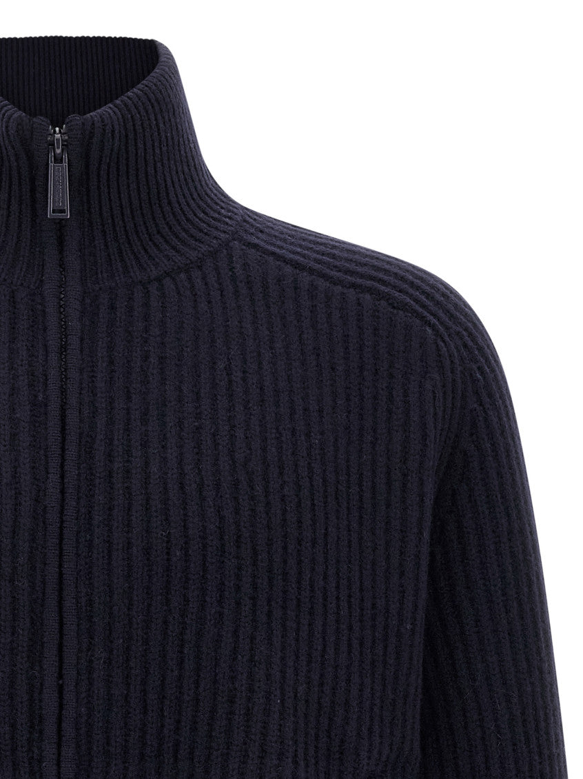 Blue Carded wool insert cardigan 3