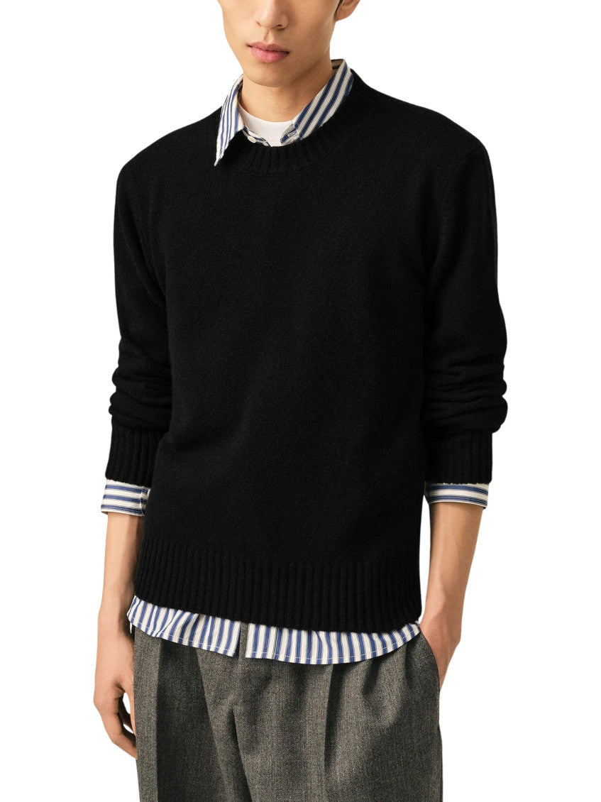 Black Regular Crew Neck Sweater 2