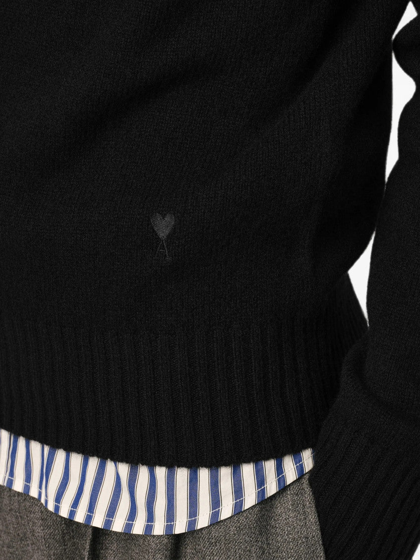 Black Regular Crew Neck Sweater 4