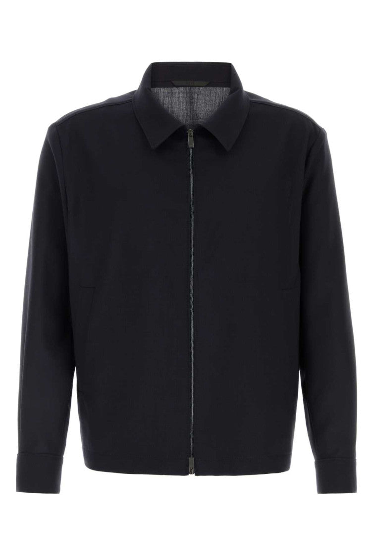 Dark Blue Shirt Collar Jacket 1