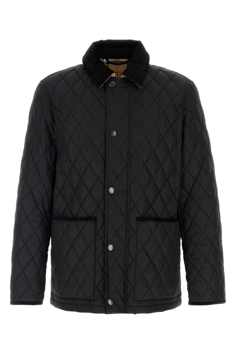 Black Quilted Shirt Collar Jacket 1