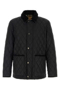 Black Quilted Shirt Collar Jacket 1