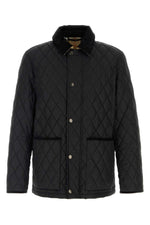 Black Quilted Shirt Collar Jacket 1