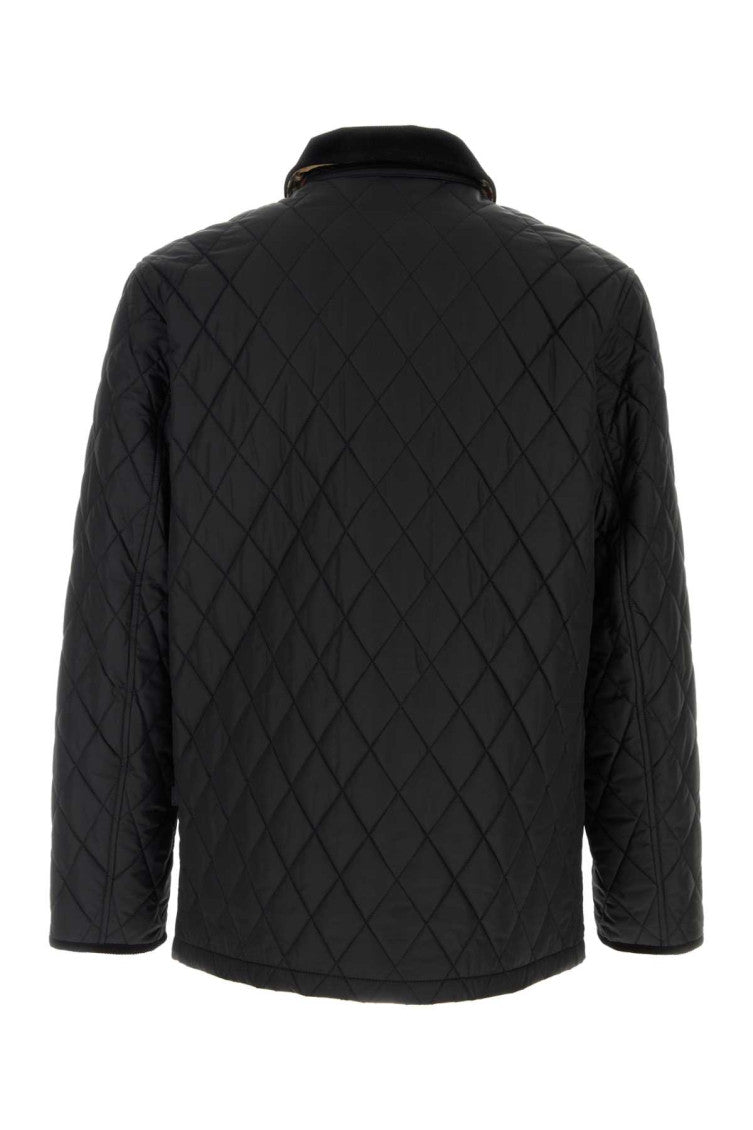 Black Quilted Shirt Collar Jacket 2
