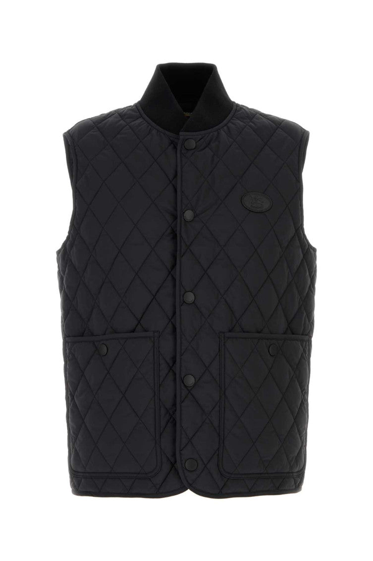Black Quilted Sleeveless Jacket 1