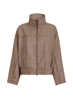 Beige Check Mock Collar Jacket 1