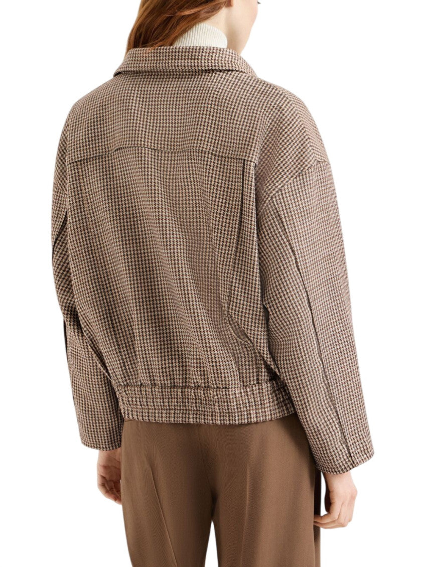 Beige Check Mock Collar Jacket 3