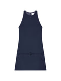Blue Solid Round Neck Mini Dress 1