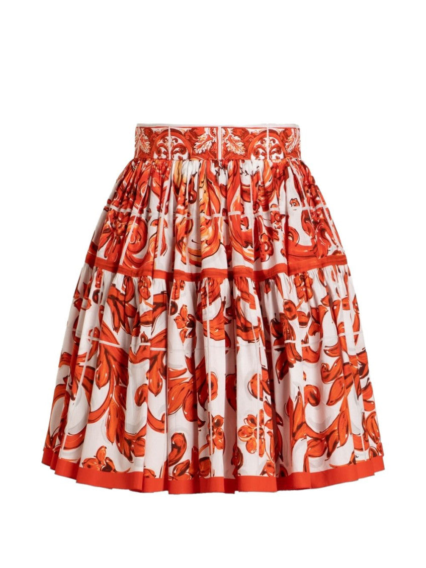 Red Printed Midi Skirt 1