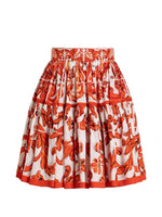 Red Printed Midi Skirt 1