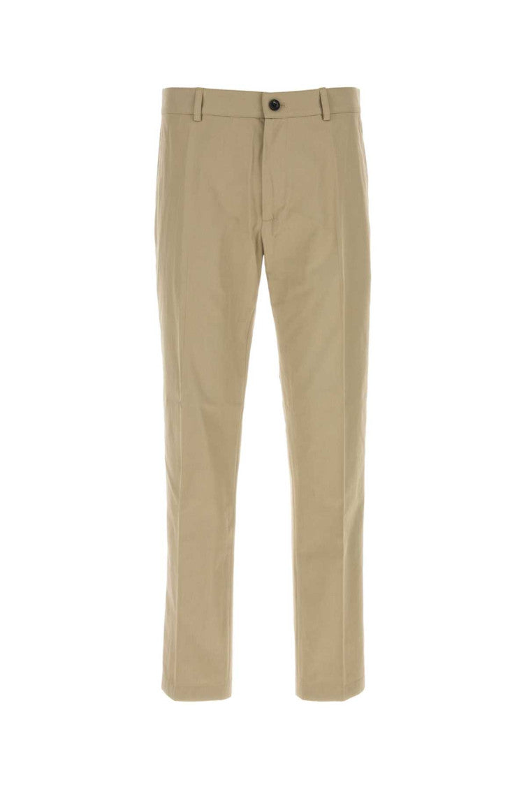 Beige Tailored Solid Trousers 1