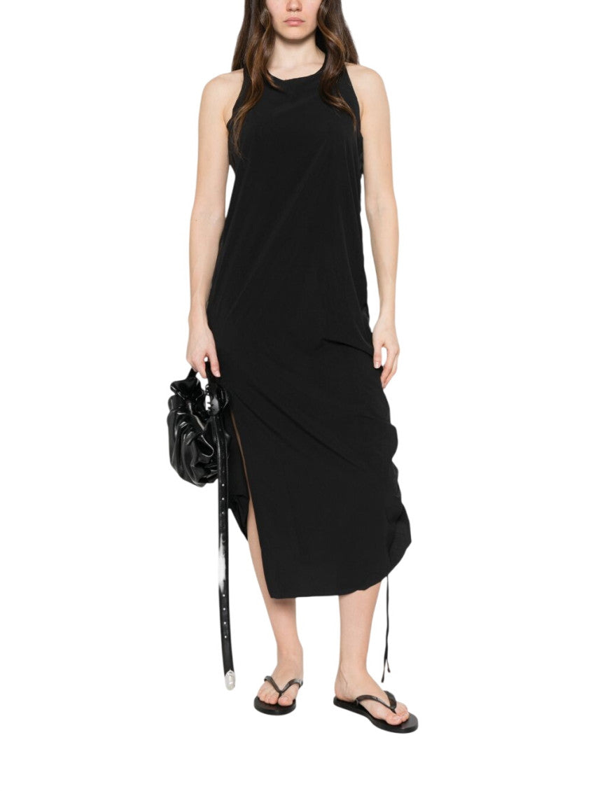 Black Solid Round Neck Maxi Dress 2