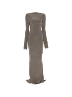 Grey Solid Boat Neck Maxi Dress 1