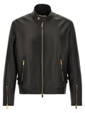 Black Solid Mandarin Collar Jacket 1