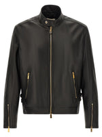 Black Solid Mandarin Collar Jacket 1