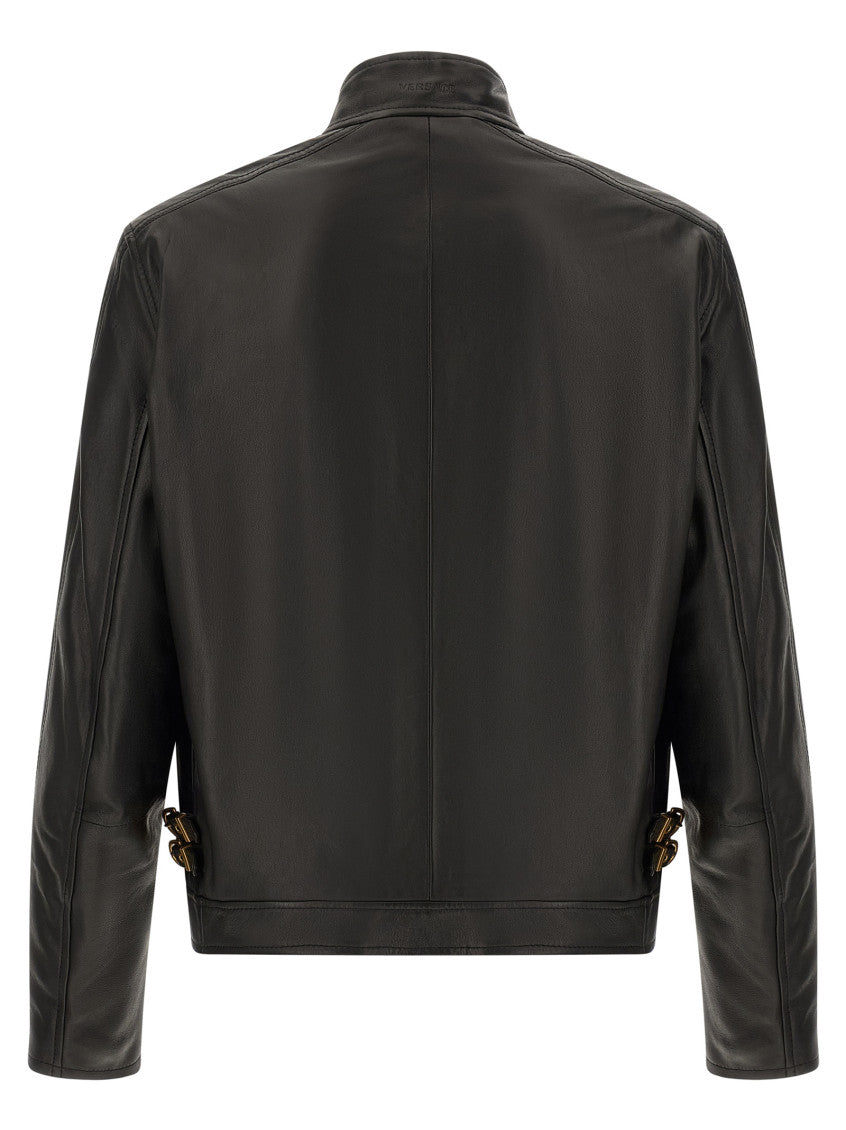Black Solid Mandarin Collar Jacket 2