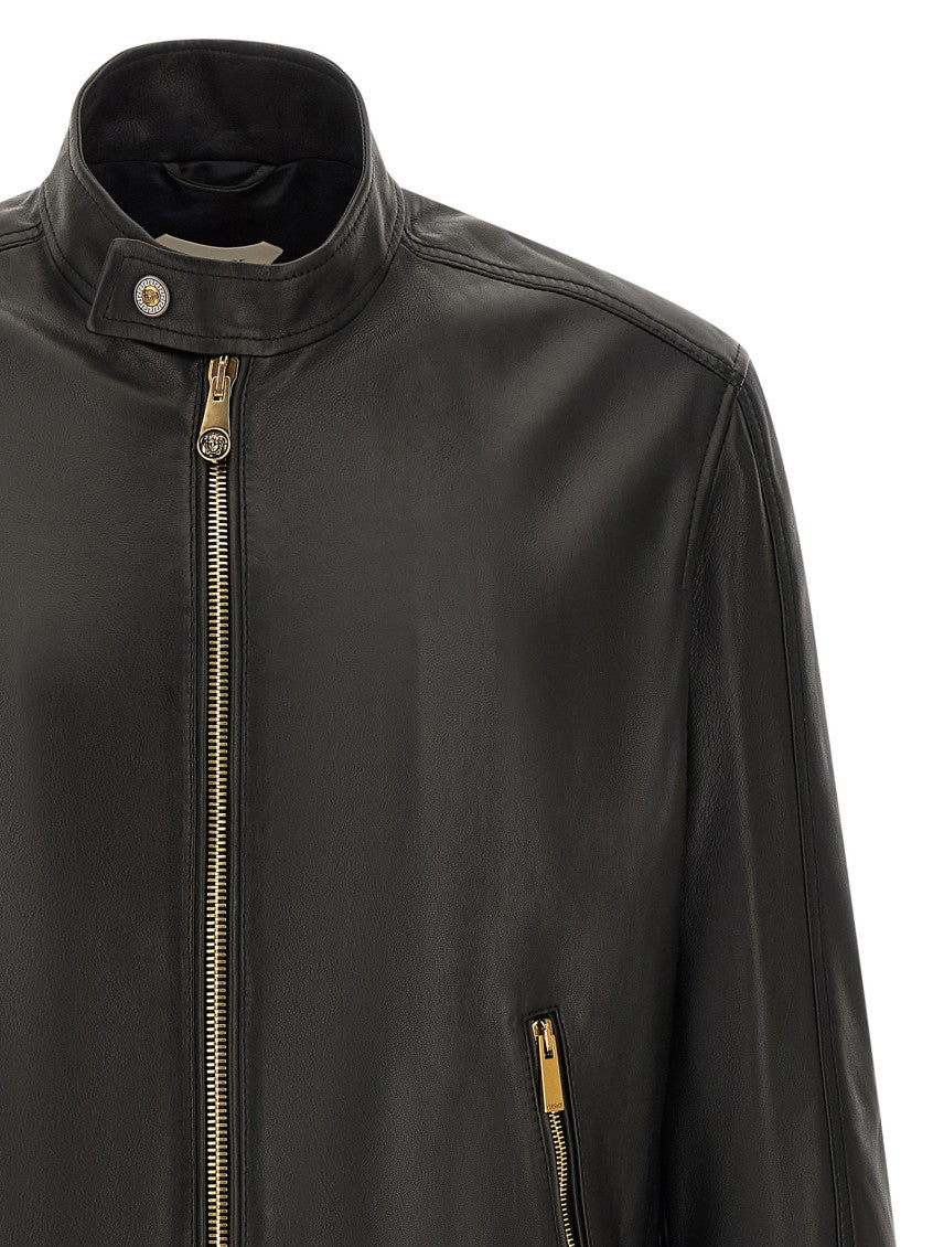 Black Solid Mandarin Collar Jacket 3