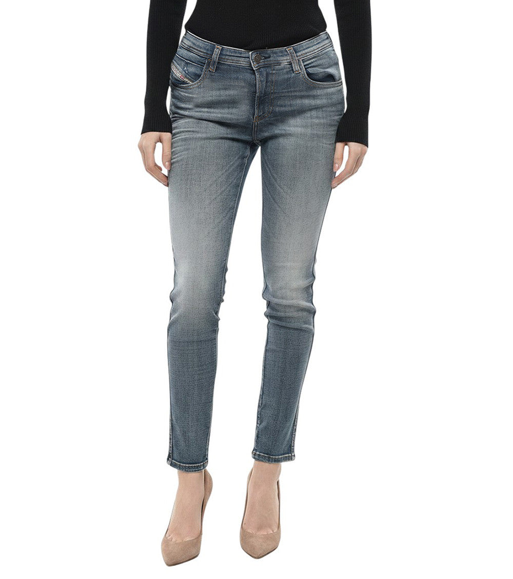 Blue Skinny Mid Rise Jeans 1