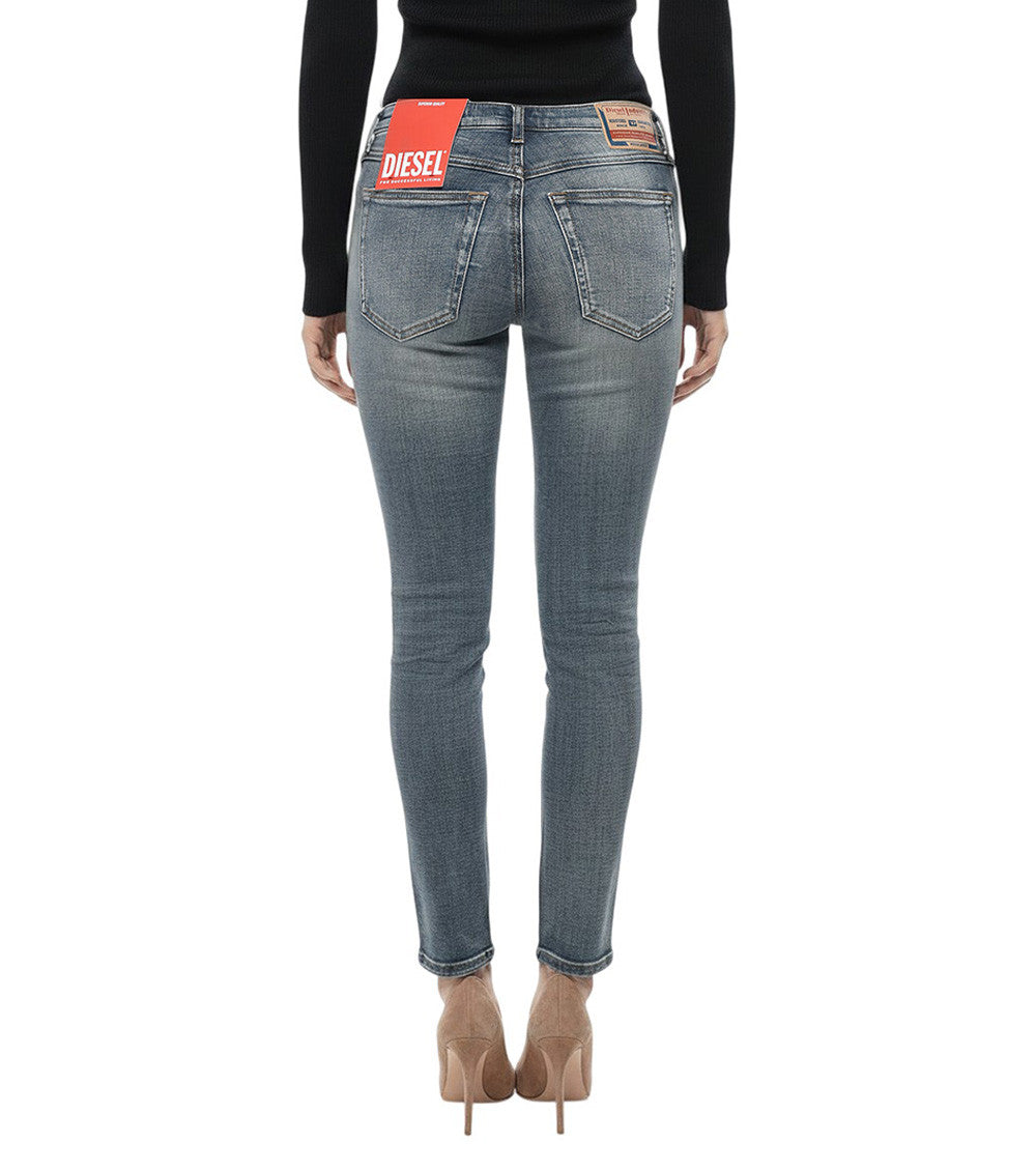 Blue Skinny Mid Rise Jeans 2