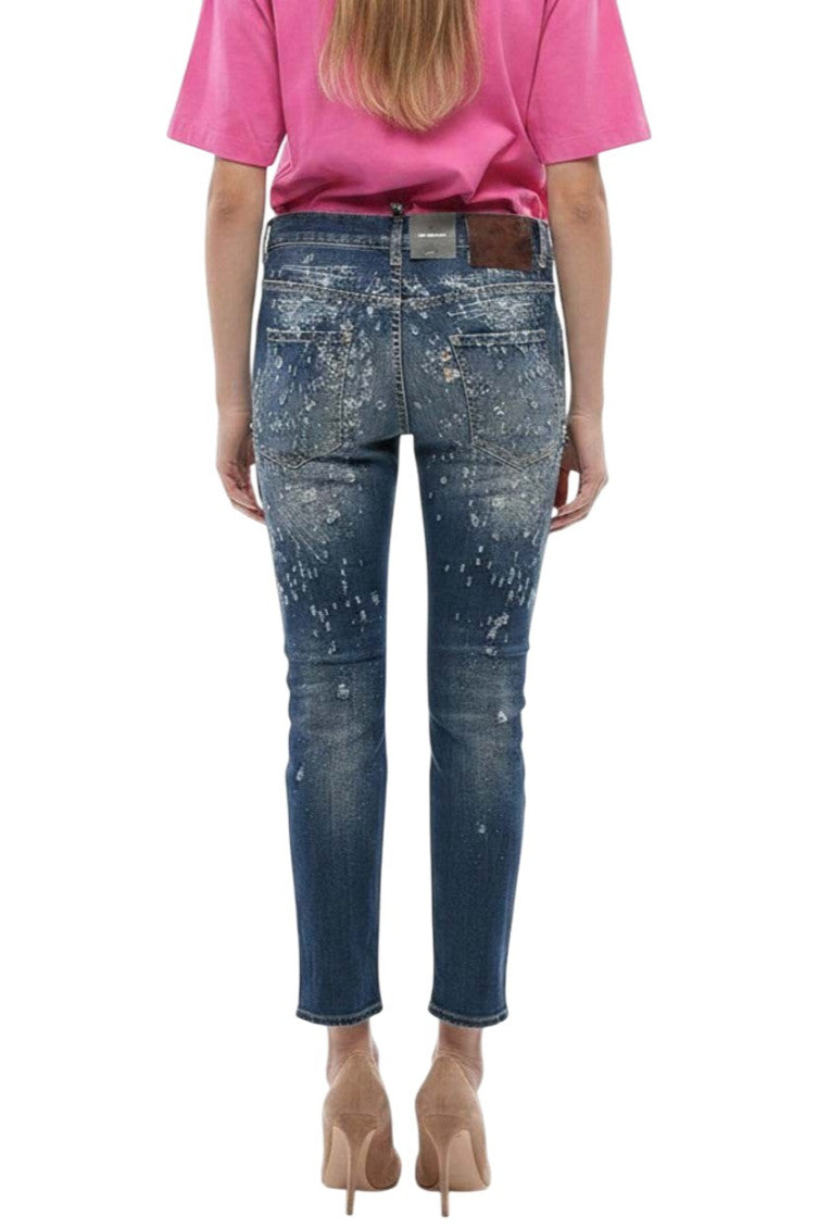 Blue Slim Mid Rise Jeans 2