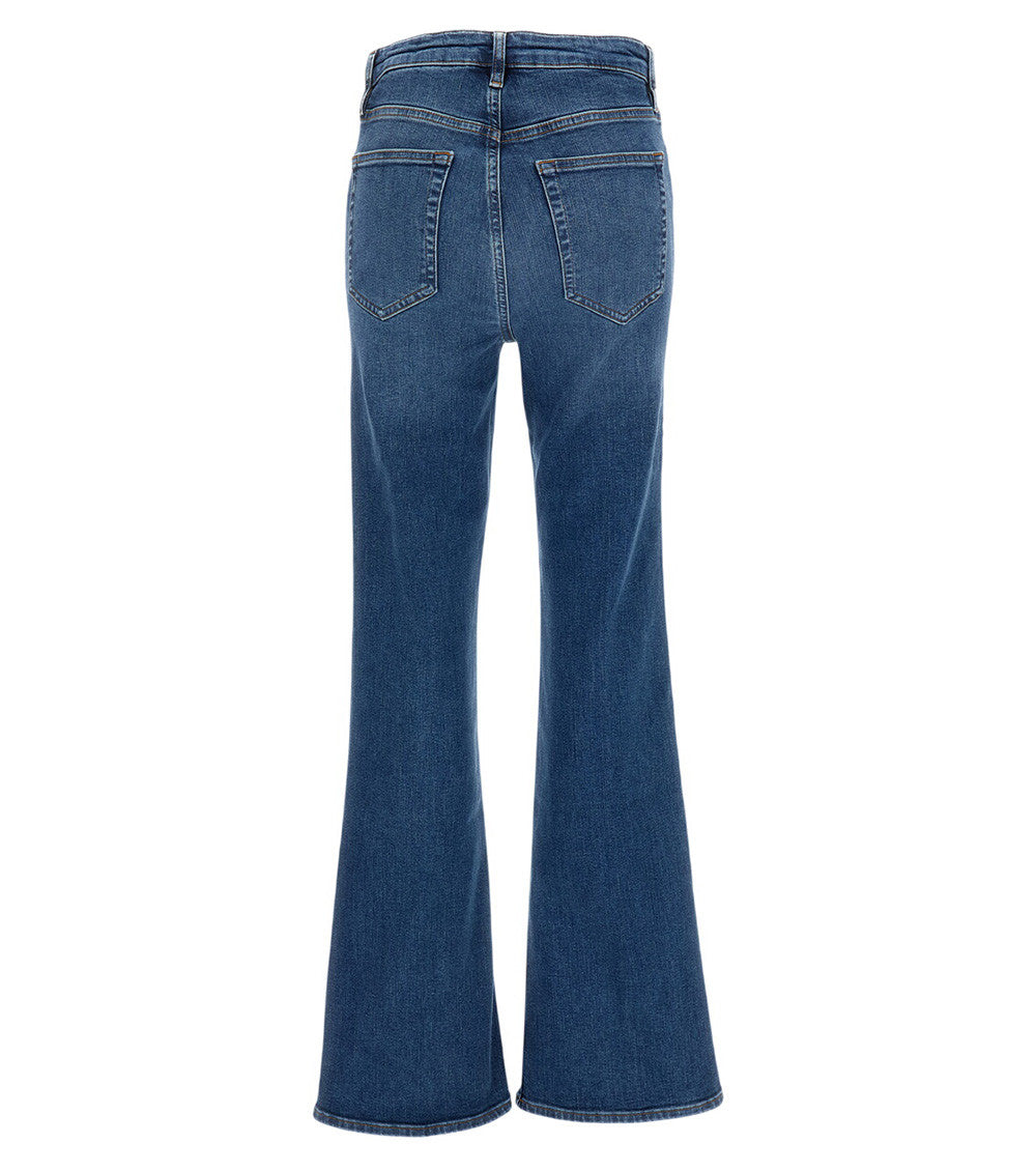 Dark Blue Flared High Rise Jeans 2