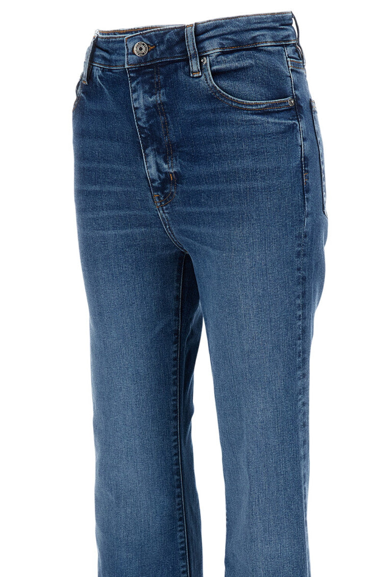 Dark Blue Flared High Rise Jeans 3