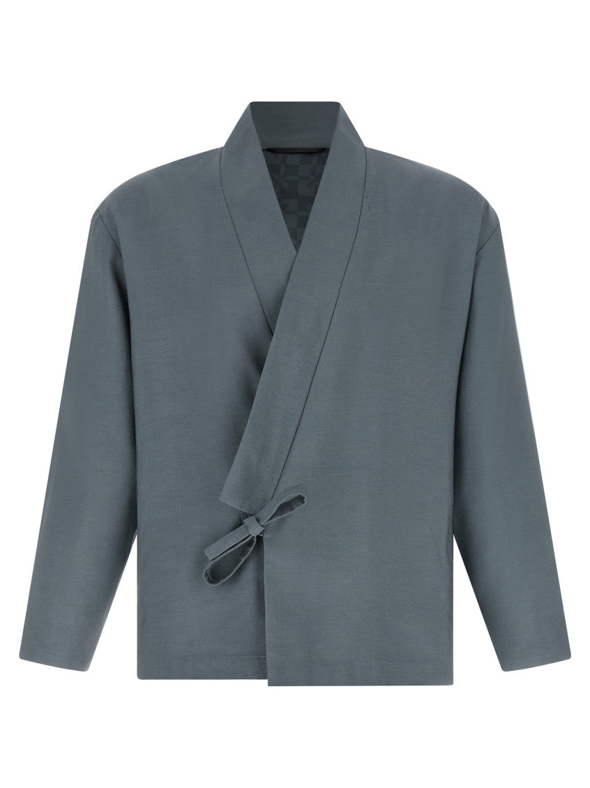 Grey Solid V Neck Blazer 1