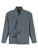 Grey Solid V Neck Blazer 1