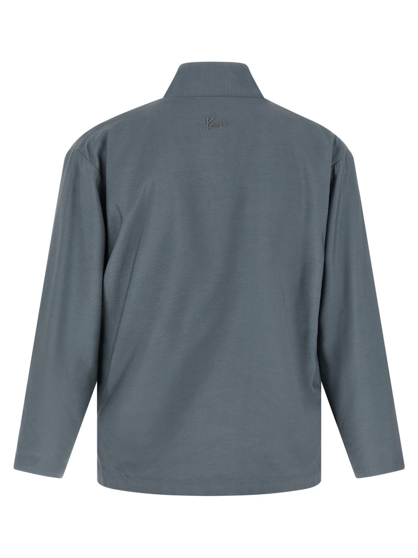 Grey Solid V Neck Blazer 2