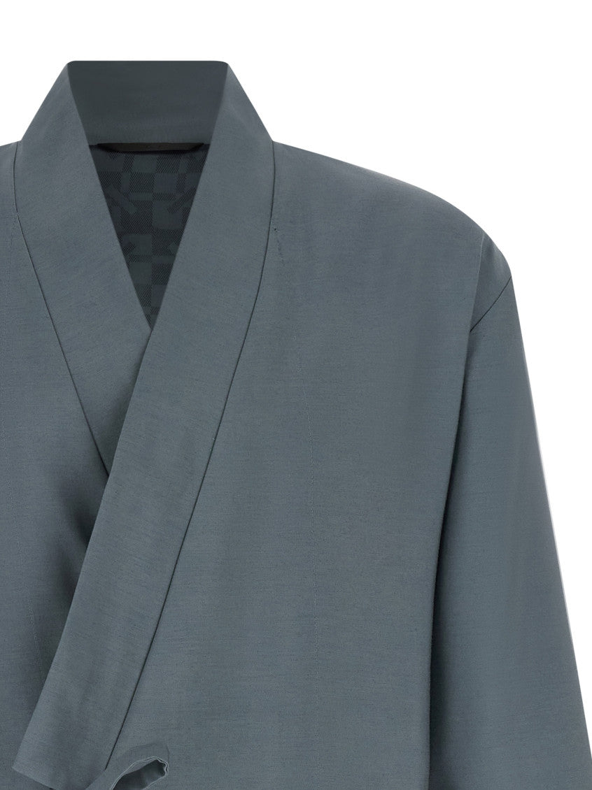 Grey Solid V Neck Blazer 3
